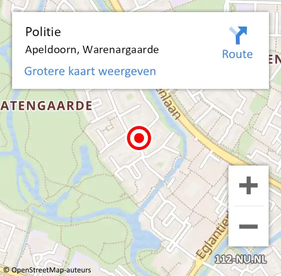 Locatie op kaart van de 112 melding: Politie Apeldoorn, Warenargaarde op 31 mei 2023 14:28