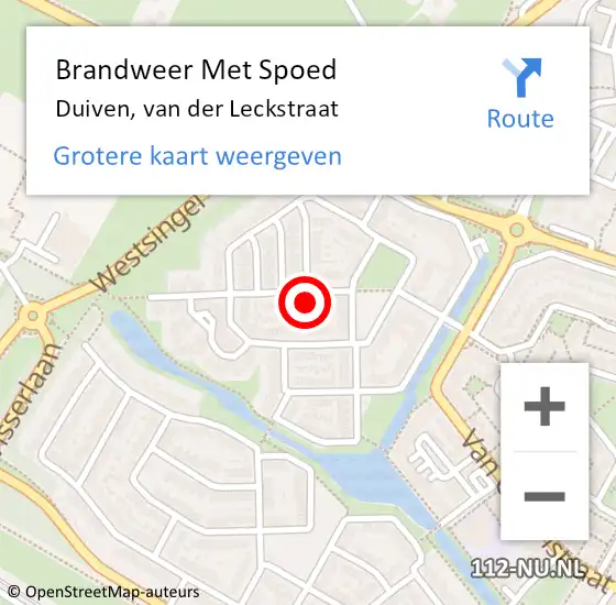 Locatie op kaart van de 112 melding: Brandweer Met Spoed Naar Duiven, van der Leckstraat op 31 mei 2023 14:36