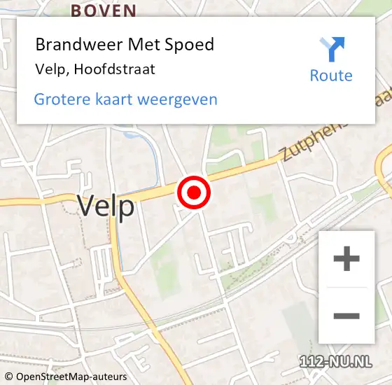 Locatie op kaart van de 112 melding: Brandweer Met Spoed Naar Velp, Hoofdstraat op 31 mei 2023 14:38