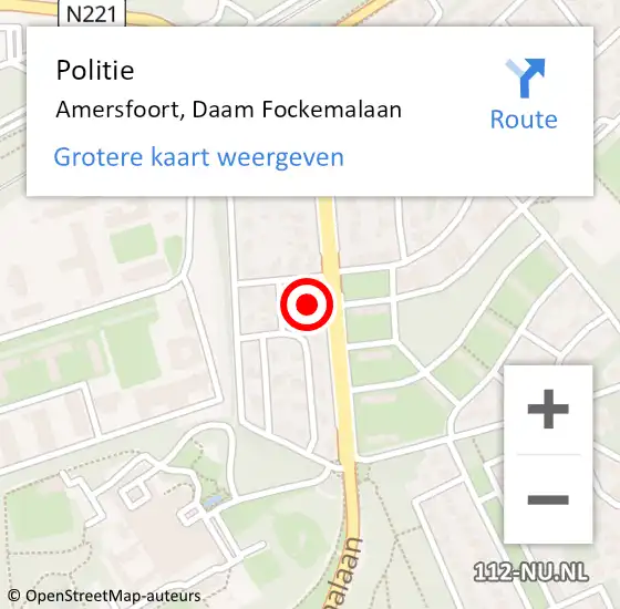 Locatie op kaart van de 112 melding: Politie Amersfoort, Daam Fockemalaan op 31 mei 2023 14:48