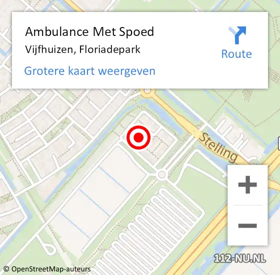 Locatie op kaart van de 112 melding: Ambulance Met Spoed Naar Vijfhuizen, Floriadepark op 31 mei 2023 14:51