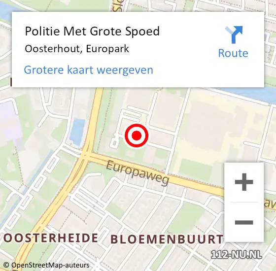 Locatie op kaart van de 112 melding: Politie Met Grote Spoed Naar Oosterhout, Europark op 31 mei 2023 14:59