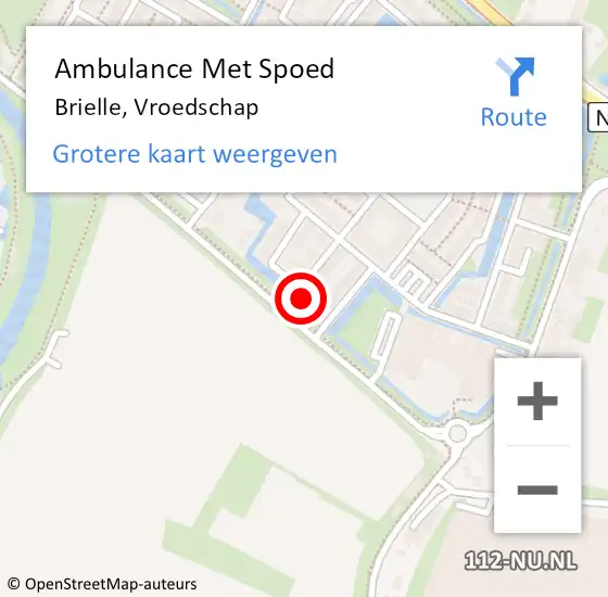 Locatie op kaart van de 112 melding: Ambulance Met Spoed Naar Brielle, Vroedschap op 31 mei 2023 15:10