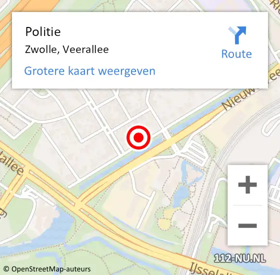 Locatie op kaart van de 112 melding: Politie Zwolle, Veerallee op 31 mei 2023 15:14