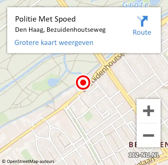 Locatie op kaart van de 112 melding: Politie Met Spoed Naar Den Haag, Bezuidenhoutseweg op 31 mei 2023 15:21