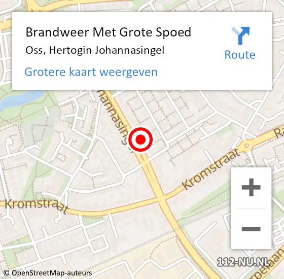 Locatie op kaart van de 112 melding: Brandweer Met Grote Spoed Naar Oss, Hertogin Johannasingel op 31 mei 2023 15:23