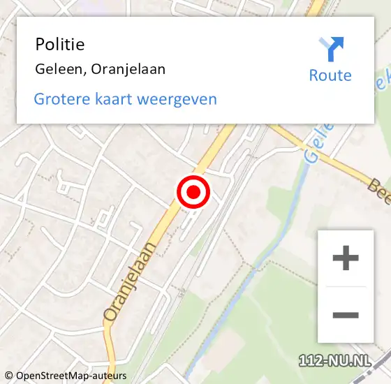 Locatie op kaart van de 112 melding: Politie Geleen, Oranjelaan op 31 mei 2023 15:25