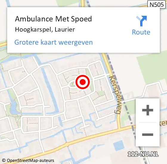 Locatie op kaart van de 112 melding: Ambulance Met Spoed Naar Hoogkarspel, Laurier op 31 mei 2023 15:40