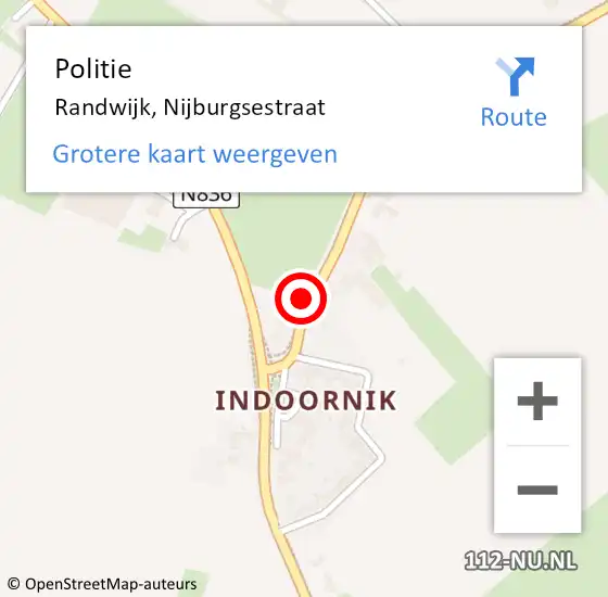Locatie op kaart van de 112 melding: Politie Randwijk, Nijburgsestraat op 31 mei 2023 15:48