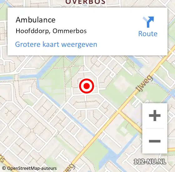 Locatie op kaart van de 112 melding: Ambulance Hoofddorp, Ommerbos op 31 mei 2023 15:48