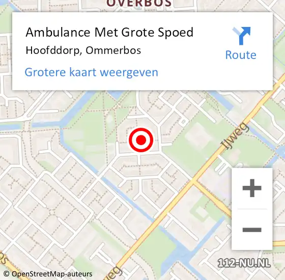 Locatie op kaart van de 112 melding: Ambulance Met Grote Spoed Naar Hoofddorp, Ommerbos op 31 mei 2023 15:49