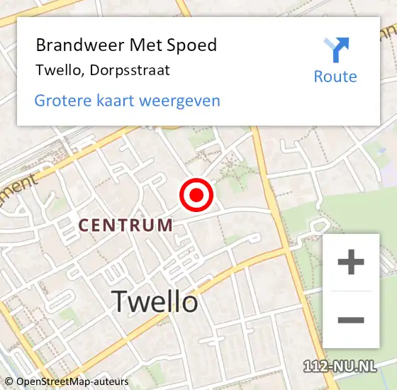 Locatie op kaart van de 112 melding: Brandweer Met Spoed Naar Twello, Dorpsstraat op 31 mei 2023 15:55