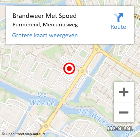 Locatie op kaart van de 112 melding: Brandweer Met Spoed Naar Purmerend, Mercuriusweg op 31 mei 2023 16:02