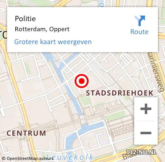 Locatie op kaart van de 112 melding: Politie Rotterdam, Oppert op 31 mei 2023 16:08