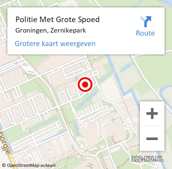 Locatie op kaart van de 112 melding: Politie Met Grote Spoed Naar Groningen, Zernikepark op 31 mei 2023 16:13