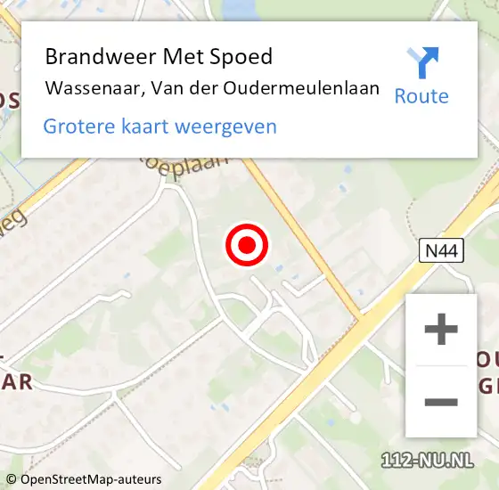 Locatie op kaart van de 112 melding: Brandweer Met Spoed Naar Wassenaar, Van der Oudermeulenlaan op 31 mei 2023 16:17