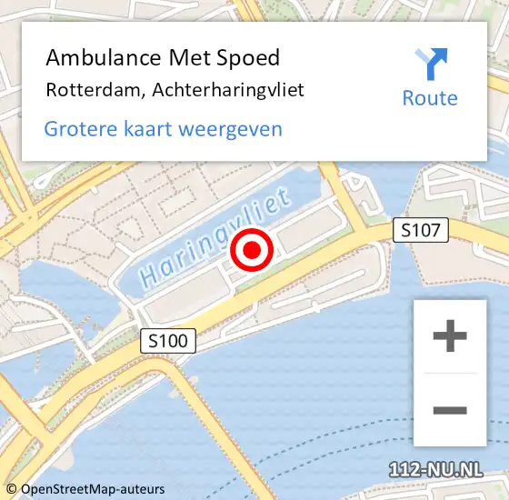 Locatie op kaart van de 112 melding: Ambulance Met Spoed Naar Rotterdam, Achterharingvliet op 31 mei 2023 16:24