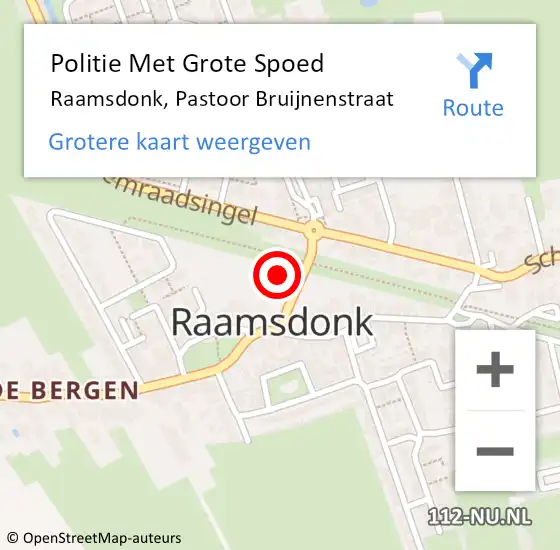 Locatie op kaart van de 112 melding: Politie Met Grote Spoed Naar Raamsdonk, Pastoor Bruijnenstraat op 31 mei 2023 16:26