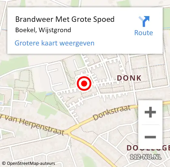 Locatie op kaart van de 112 melding: Brandweer Met Grote Spoed Naar Boekel, Wijstgrond op 31 mei 2023 16:28