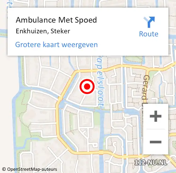 Locatie op kaart van de 112 melding: Ambulance Met Spoed Naar Enkhuizen, Steker op 31 mei 2023 16:43