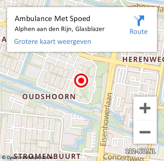 Locatie op kaart van de 112 melding: Ambulance Met Spoed Naar Alphen aan den Rijn, Glasblazer op 31 mei 2023 16:50