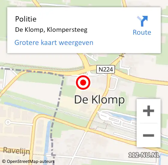 Locatie op kaart van de 112 melding: Politie De Klomp, Klompersteeg op 31 mei 2023 16:53