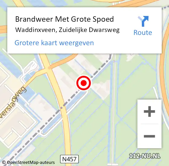 Locatie op kaart van de 112 melding: Brandweer Met Grote Spoed Naar Waddinxveen, Zuidelijke Dwarsweg op 27 augustus 2014 12:11