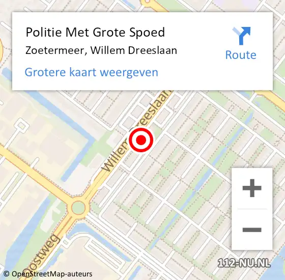 Locatie op kaart van de 112 melding: Politie Met Grote Spoed Naar Zoetermeer, Willem Dreeslaan op 31 mei 2023 17:30