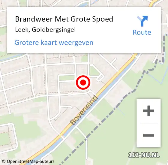 Locatie op kaart van de 112 melding: Brandweer Met Grote Spoed Naar Leek, Goldbergsingel op 31 mei 2023 17:31