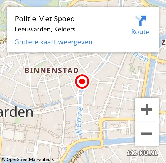 Locatie op kaart van de 112 melding: Politie Met Spoed Naar Leeuwarden, Kelders op 31 mei 2023 17:47