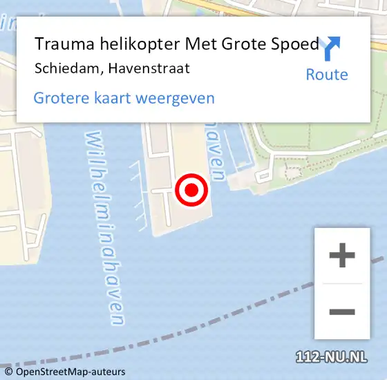 Locatie op kaart van de 112 melding: Trauma helikopter Met Grote Spoed Naar Schiedam, Havenstraat op 31 mei 2023 18:22