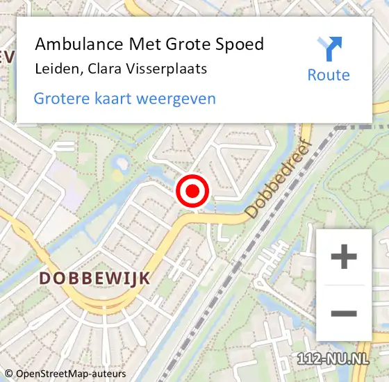 Locatie op kaart van de 112 melding: Ambulance Met Grote Spoed Naar Leiden, Clara Visserplaats op 31 mei 2023 19:00