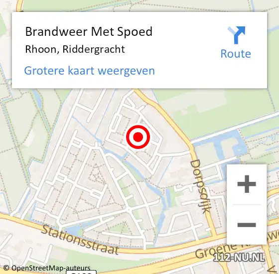 Locatie op kaart van de 112 melding: Brandweer Met Spoed Naar Rhoon, Riddergracht op 31 mei 2023 19:05