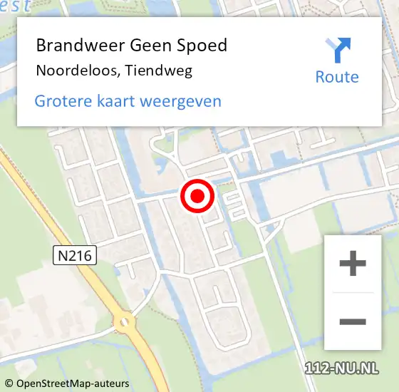 Locatie op kaart van de 112 melding: Brandweer Geen Spoed Naar Noordeloos, Tiendweg op 31 mei 2023 19:08