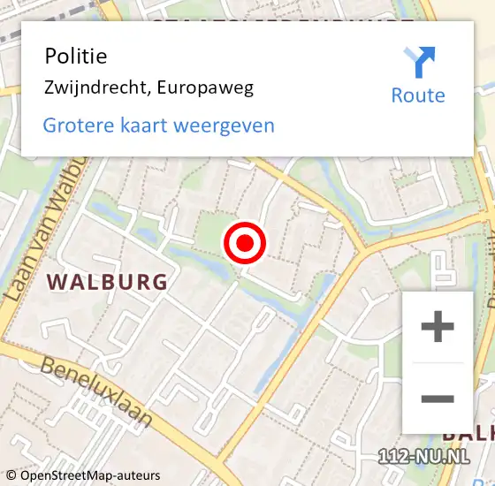 Locatie op kaart van de 112 melding: Politie Zwijndrecht, Europaweg op 31 mei 2023 19:22