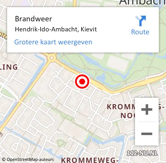 Locatie op kaart van de 112 melding: Brandweer Hendrik-Ido-Ambacht, Kievit op 31 mei 2023 19:32