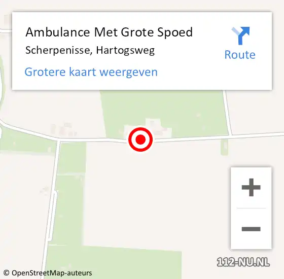 Locatie op kaart van de 112 melding: Ambulance Met Grote Spoed Naar Scherpenisse, Hartogsweg op 27 augustus 2014 12:24