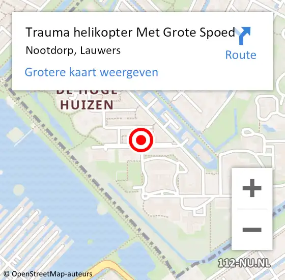 Locatie op kaart van de 112 melding: Trauma helikopter Met Grote Spoed Naar Nootdorp, Lauwers op 31 mei 2023 19:48