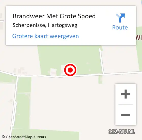 Locatie op kaart van de 112 melding: Brandweer Met Grote Spoed Naar Scherpenisse, Hartogsweg op 27 augustus 2014 12:25