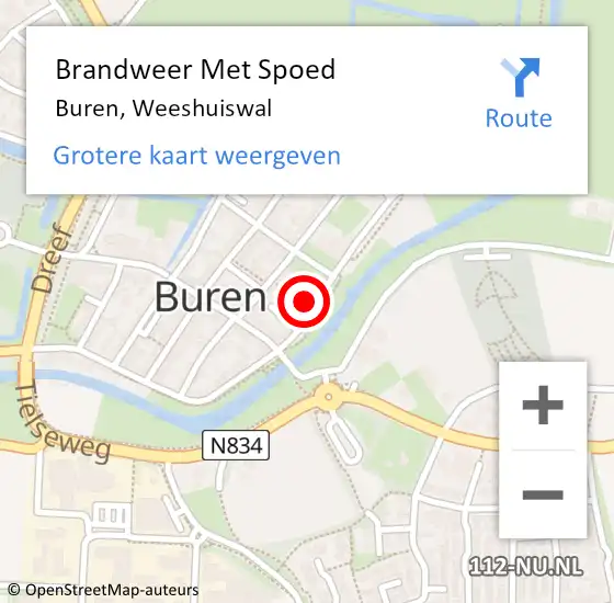 Locatie op kaart van de 112 melding: Brandweer Met Spoed Naar Buren, Weeshuiswal op 31 mei 2023 20:00