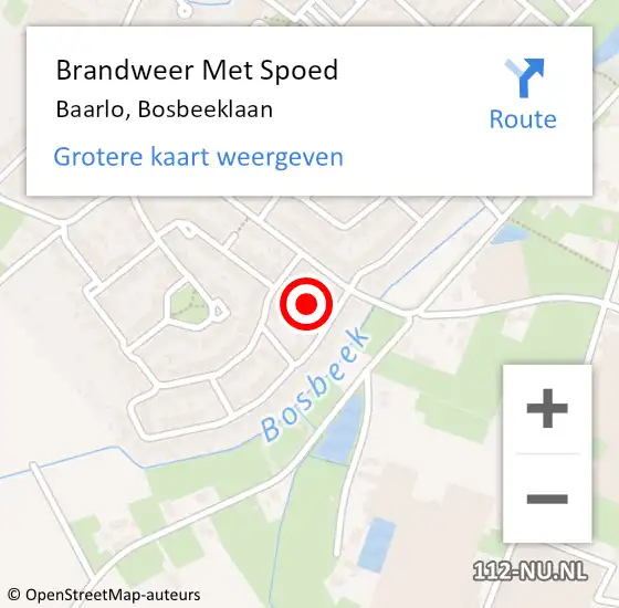 Locatie op kaart van de 112 melding: Brandweer Met Spoed Naar Baarlo, Bosbeeklaan op 31 mei 2023 20:05