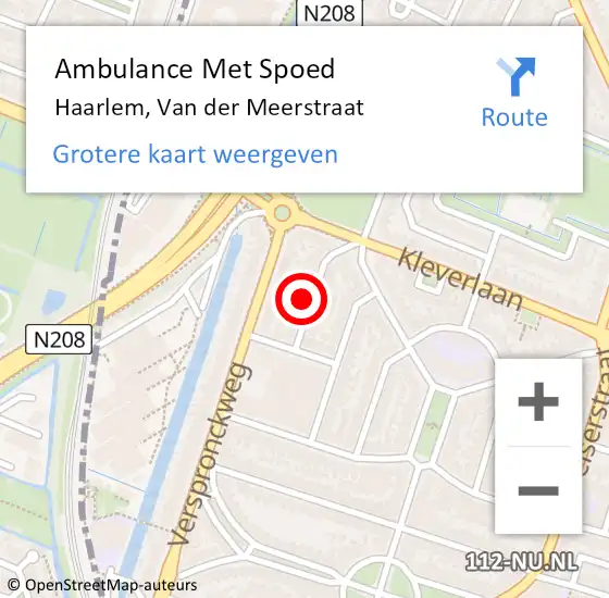 Locatie op kaart van de 112 melding: Ambulance Met Spoed Naar Haarlem, Van der Meerstraat op 31 mei 2023 20:12