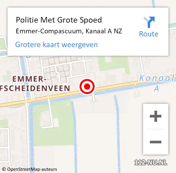 Locatie op kaart van de 112 melding: Politie Met Grote Spoed Naar Emmer-Compascuum, Kanaal A NZ op 31 mei 2023 20:12