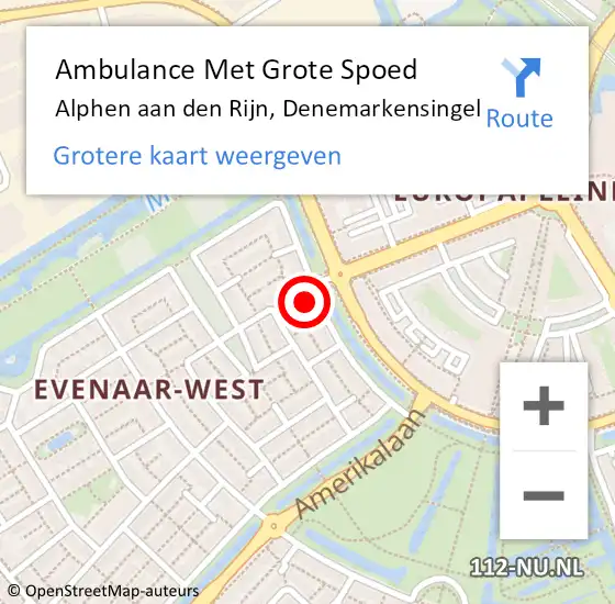 Locatie op kaart van de 112 melding: Ambulance Met Grote Spoed Naar Alphen aan den Rijn, Denemarkensingel op 31 mei 2023 20:16