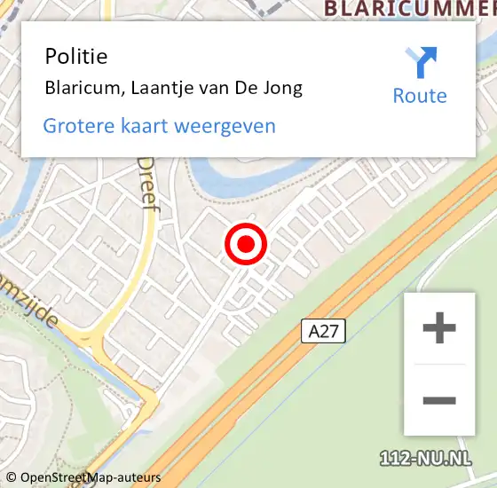 Locatie op kaart van de 112 melding: Politie Blaricum, Laantje van De Jong op 31 mei 2023 20:28