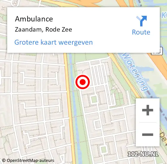 Locatie op kaart van de 112 melding: Ambulance Zaandam, Rode Zee op 31 mei 2023 20:46