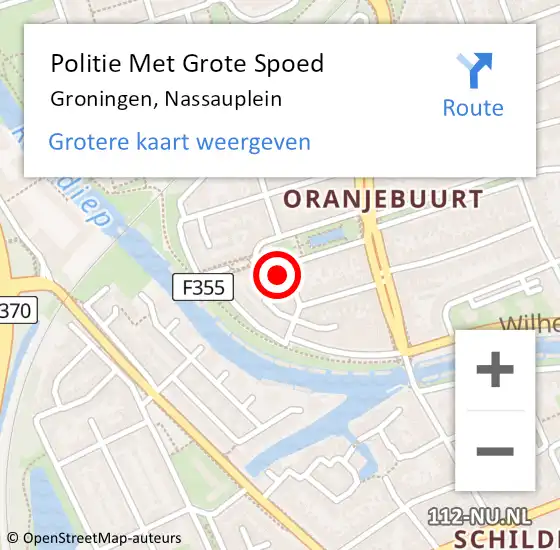 Locatie op kaart van de 112 melding: Politie Met Grote Spoed Naar Groningen, Nassauplein op 31 mei 2023 21:00