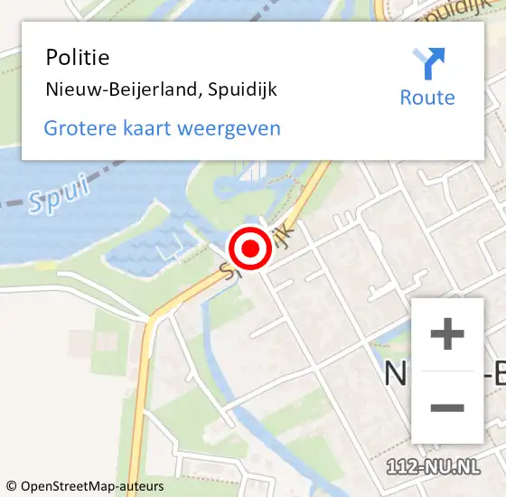 Locatie op kaart van de 112 melding: Politie Nieuw-Beijerland, Spuidijk op 31 mei 2023 21:31