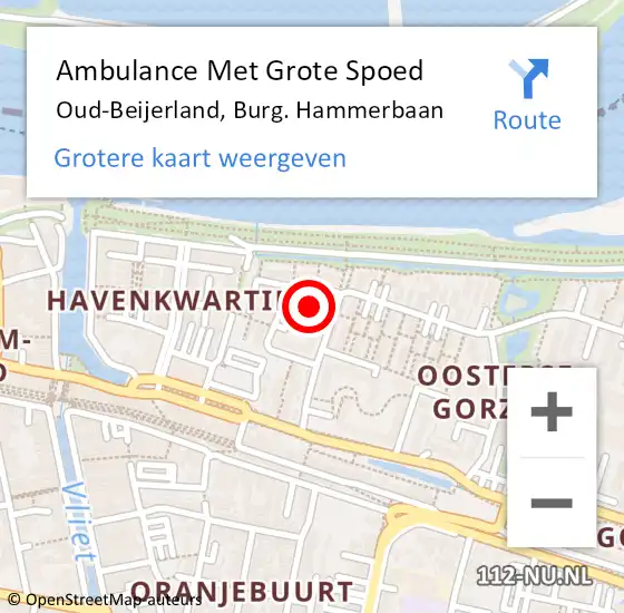 Locatie op kaart van de 112 melding: Ambulance Met Grote Spoed Naar Oud-Beijerland, Burg. Hammerbaan op 31 mei 2023 21:31