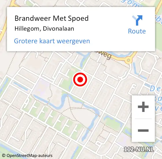 Locatie op kaart van de 112 melding: Brandweer Met Spoed Naar Hillegom, Divonalaan op 31 mei 2023 21:48